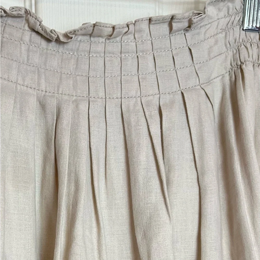 J. Crew Sidewalk Linen Pleated Skirt beige color size 2